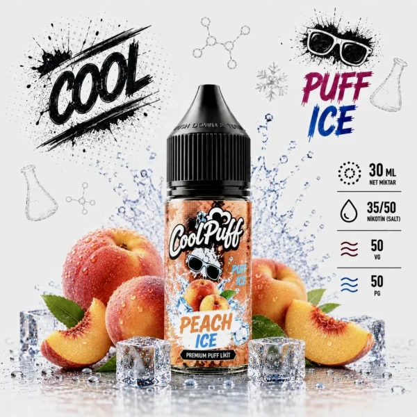 CoolPuff Peach Ice Likit buzlu şeftali aromalı puff salt likit