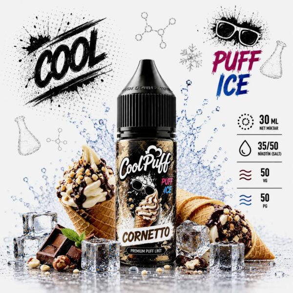 CoolPuff Cornetto Likit dondurma çikolata ve fındık aromalı puff salt likit