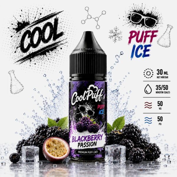 CoolPuff Blackberry Passion Likit böğürtlen ve çarkıfelek meyveli puff salt likit
