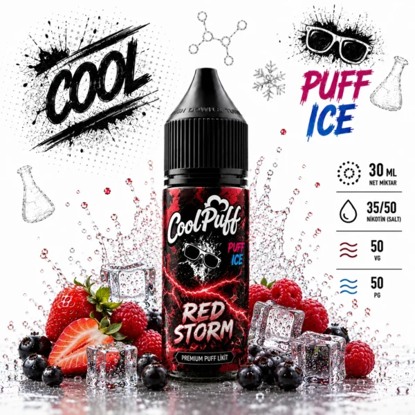 CoolPuff Red Storm Likit buzlu kırmızı meyveler aromalı puff salt likit