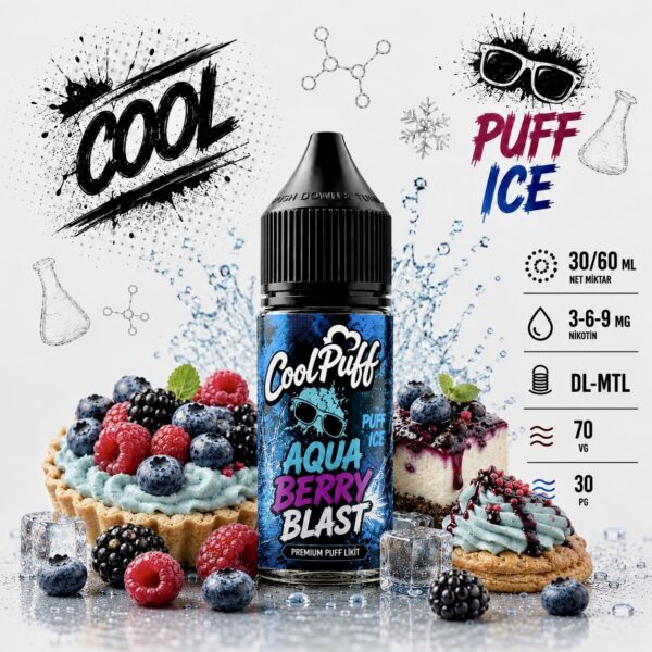 CoolPuff Aqua Berry Blast orman meyveli kremalı premium likit şişesi