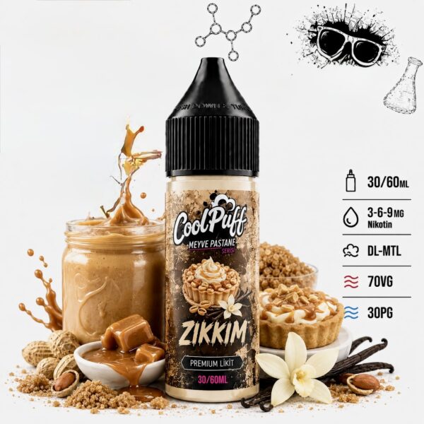 CoolPuff Zıkkım fıstık ezmeli ve karamelli likit şişesi
